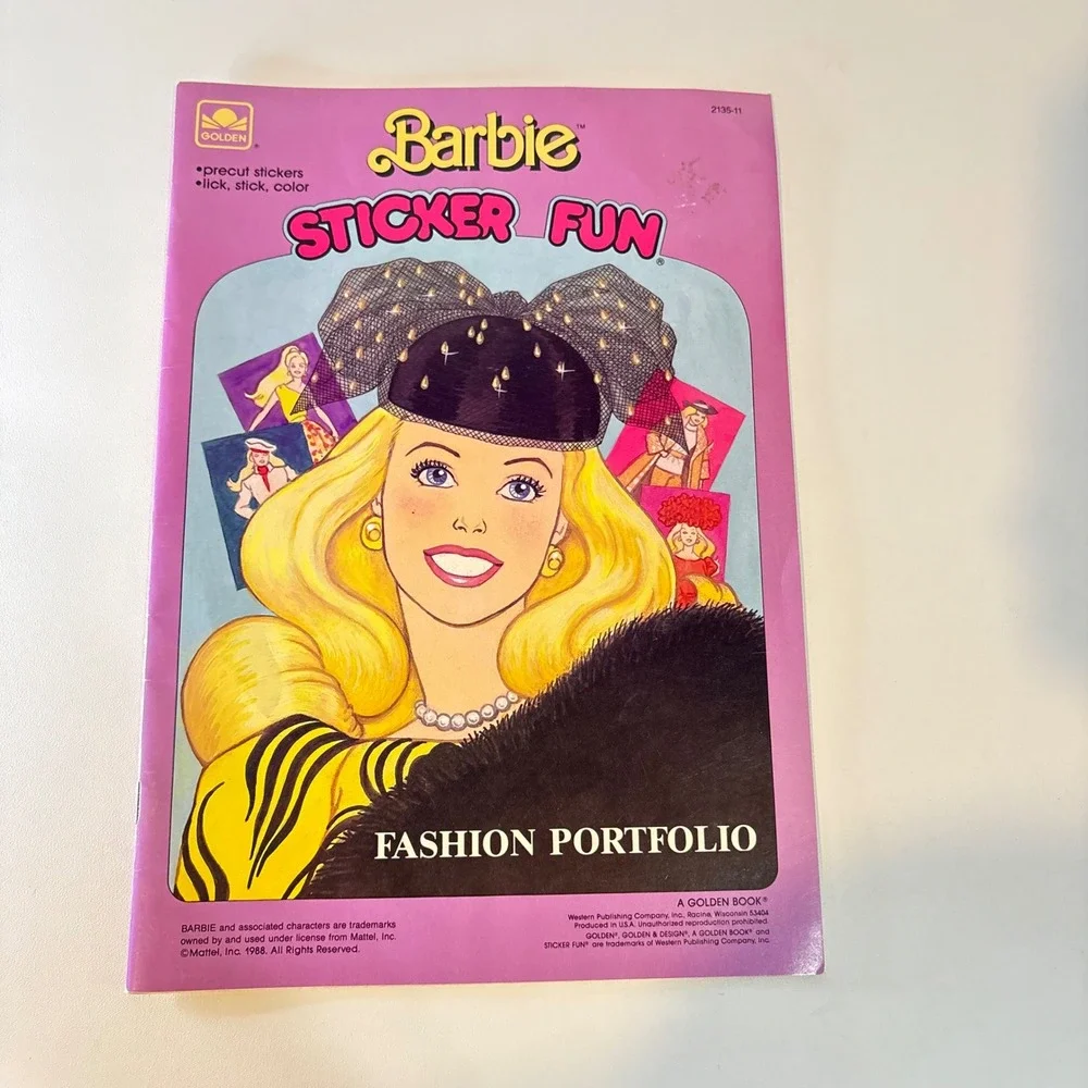 Vintage 1988 Barbie Sticker Fun Fashion Portfolio Golden Activity Book 2135-11